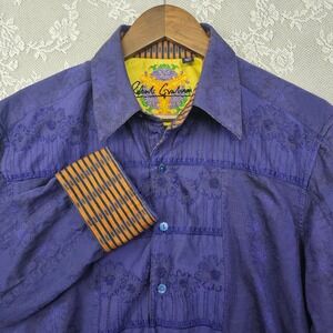 Robert Graham Button Down Shirt Men's‎ Medium Embroidered Floral Flip Cuff